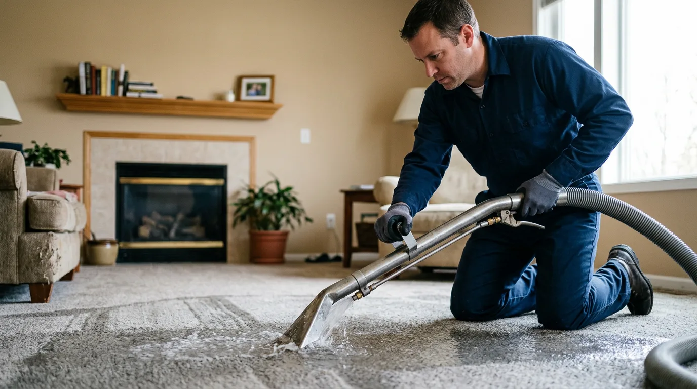 Water damage restoration technician working near Wall, TX